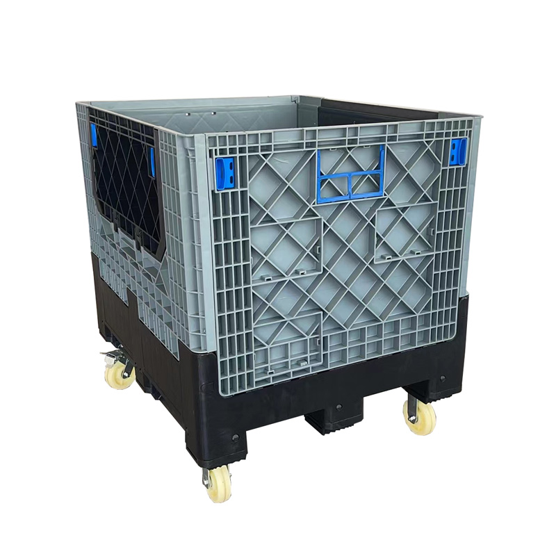 Wholesale Factory Directly Wheelies Vantilated Collapsible Foldable with Lid Stackable 3 Runners Pallet Container.