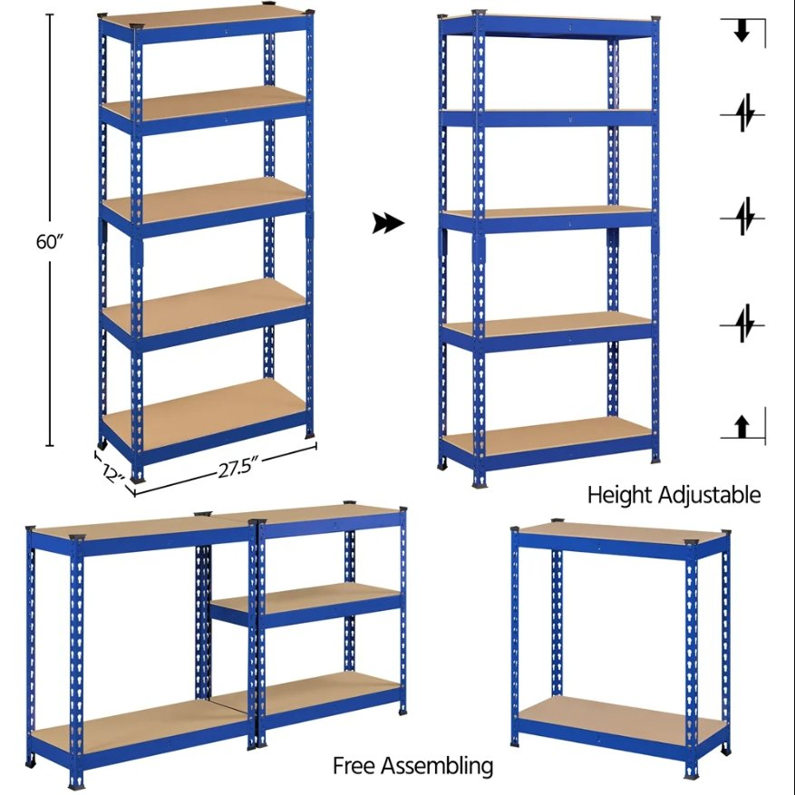Industrial Metal Shelving Units with Powder Coating for Heavy-Duty Garage Tool Storage