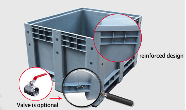 Yellow Big Size Pallet Plastic Container Storage Bins