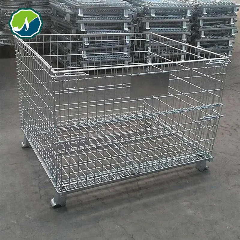 Foldable Collapsible Steel Metal Wire Mesh Storage Cage Pallet Containers, Wire Cages
