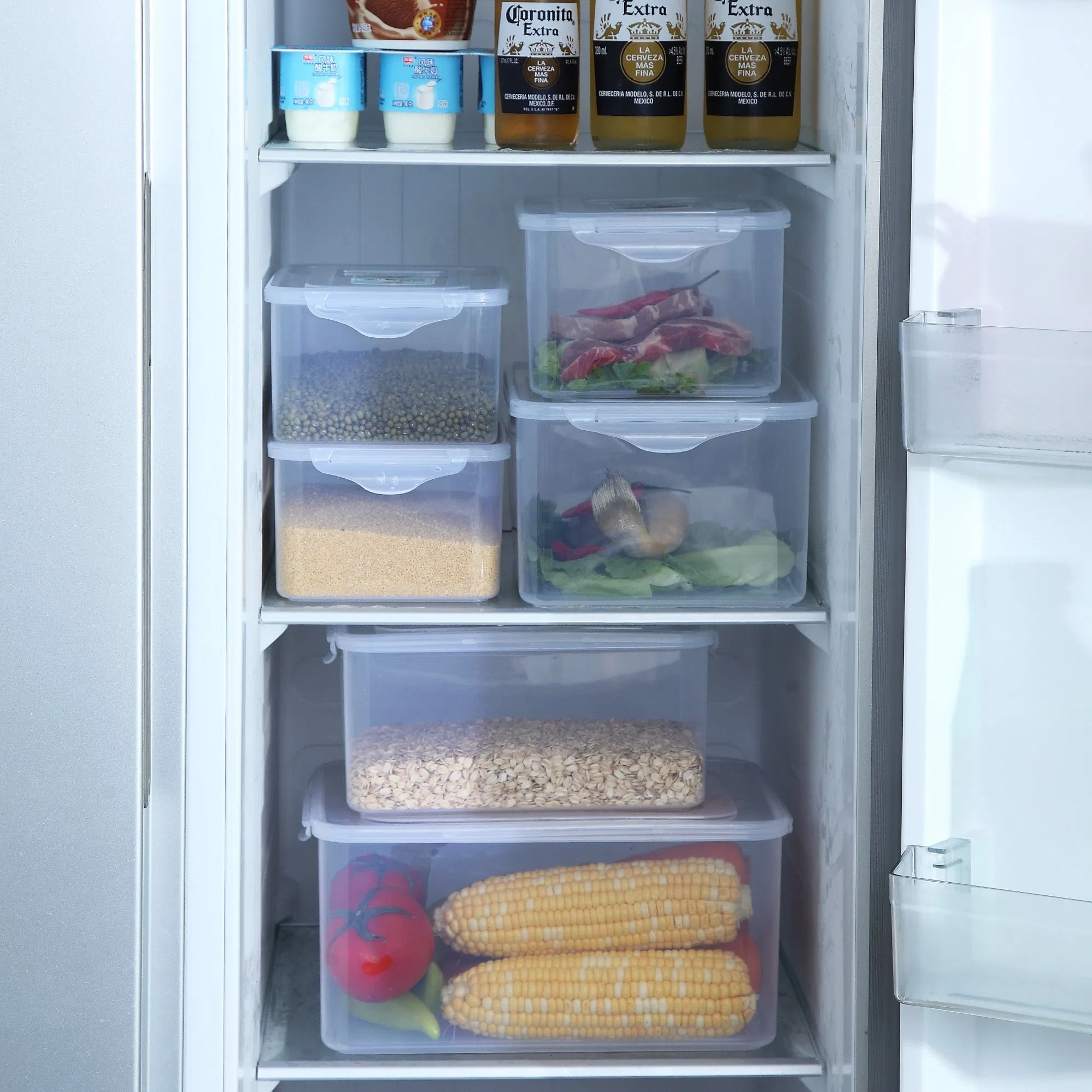 Transparent Plastic Container Kitchenware Food Packaging Box Stackable Storage Container for Kitchen