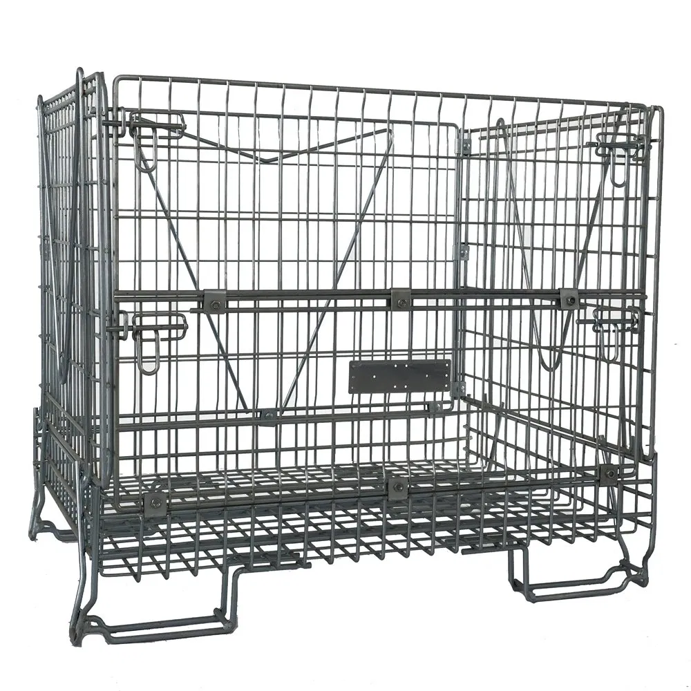 Heavy-Duty Metal Storage Pallet Cage for Efficient Organization