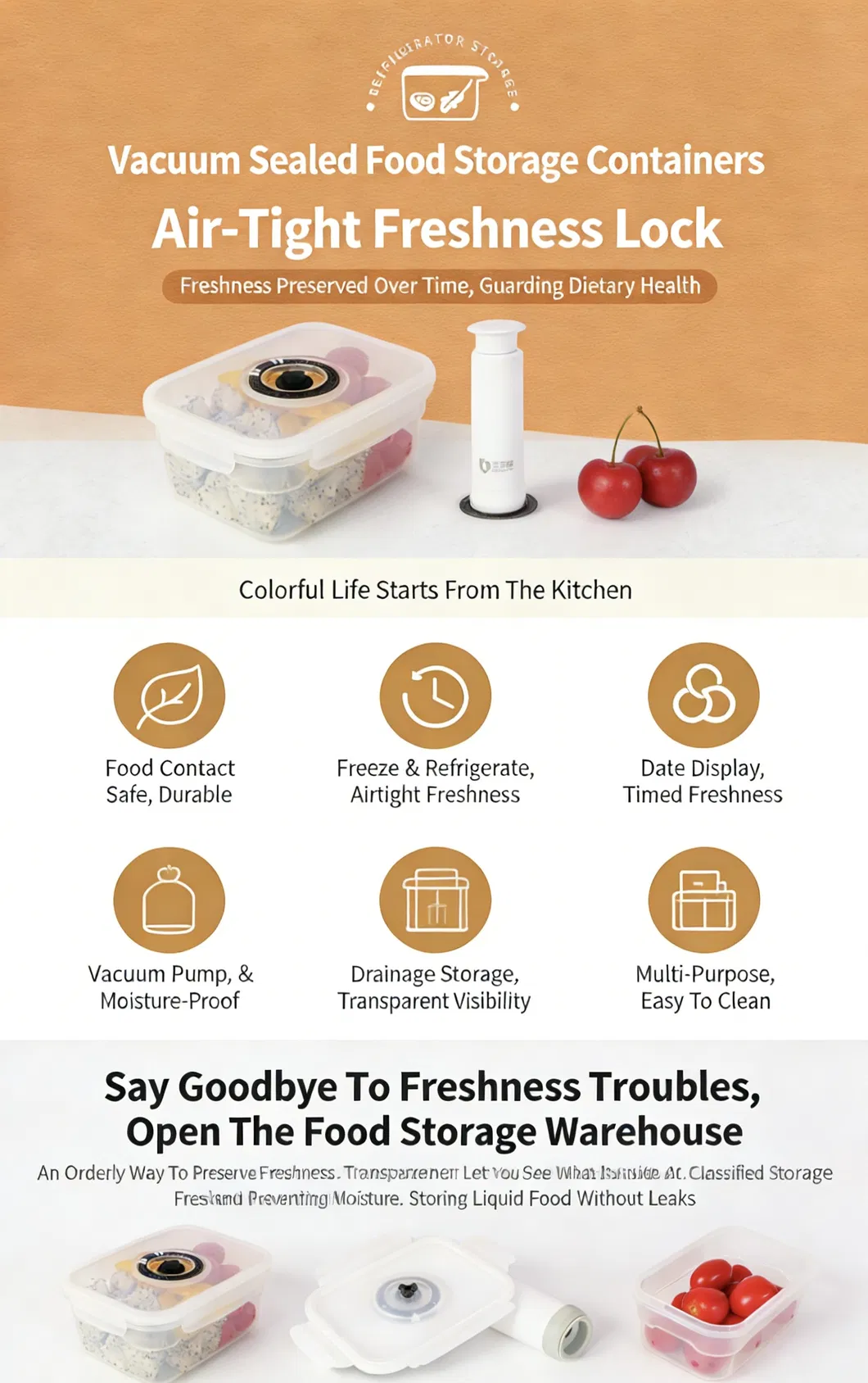 Vacuum Plastic Food Storage Container