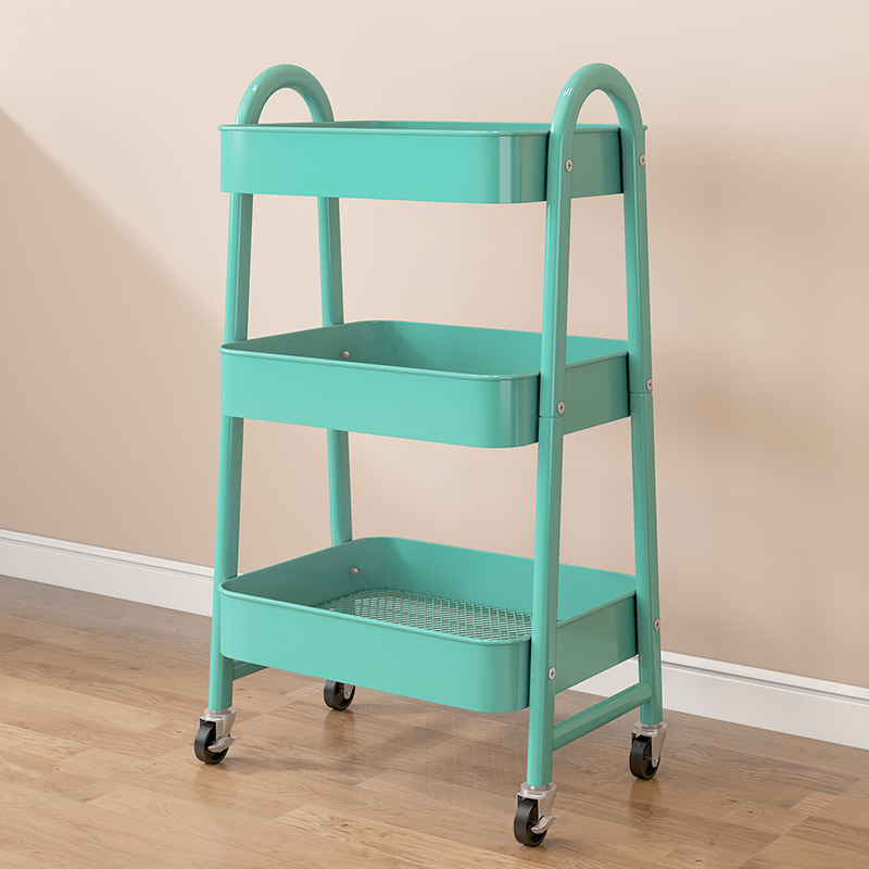 3-Tier Storage Rack with Wheels Metal Mobile Large Capacity Storage Container &amp; Shelf
