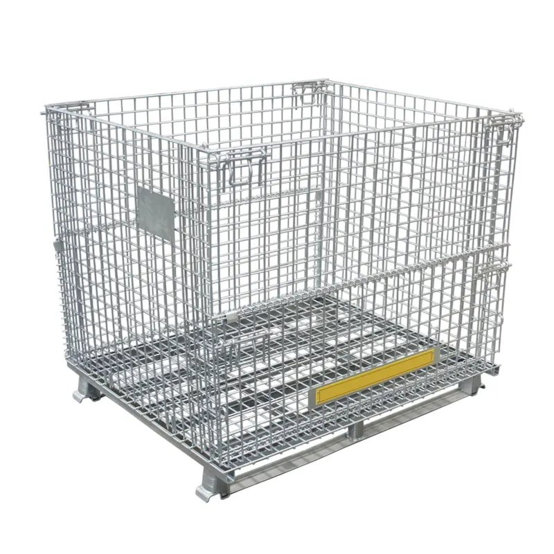 Heavy Duty Powder Coating Stacking Foldable Wire Mesh Large Metal Storage Bin Cage