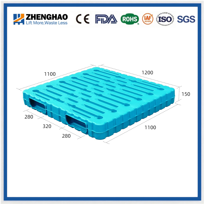 Blow Molding Double-Sided Plastic Pallet 1100× 1100mm Food Factory Wear-Resistant Impact Resistant Forklift Turnover Pallet