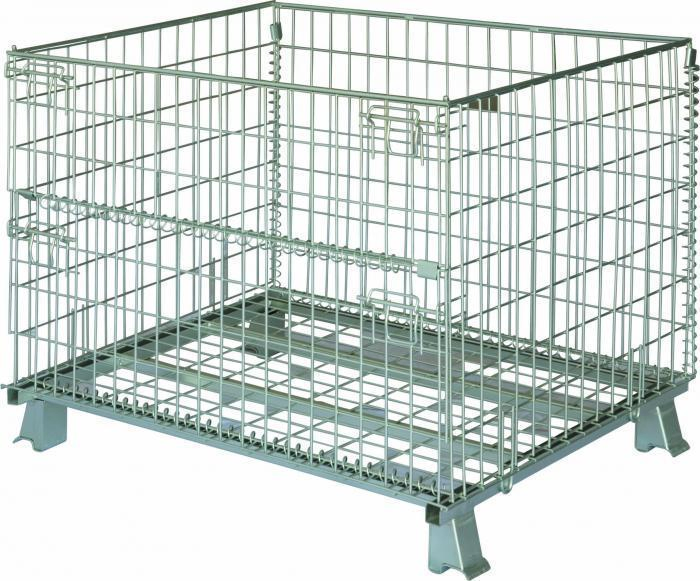 High Storage Capacity Metal Storage Cage Rolling Wire Mesh Pallet Containers