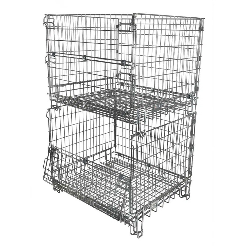Customized Galvanized Foldable European Wire Mesh Container Storage Rack Wire Basket 1000 Capacity