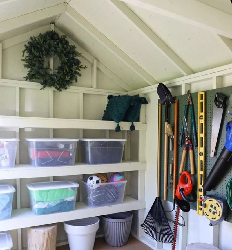 Extra Space Containers Flatpacks for Garden Tools Storage with Shelving Rolling Shutter