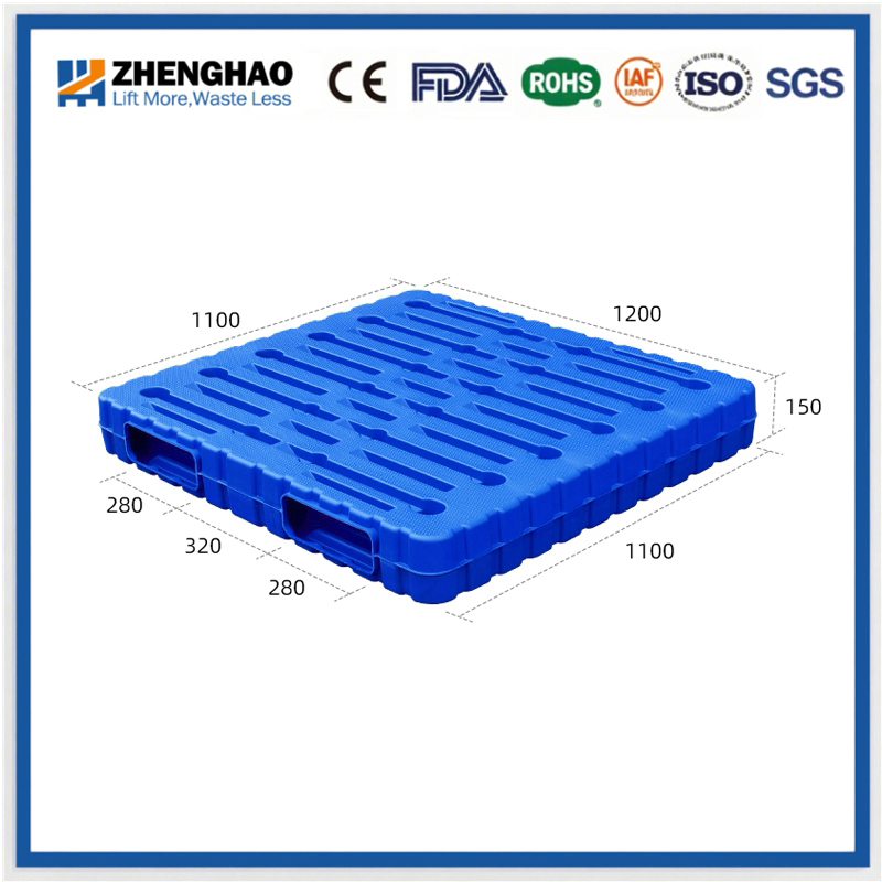 Blow Molding Double-Sided Plastic Pallet 1100× 1100mm Food Factory Wear-Resistant Impact Resistant Forklift Turnover Pallet