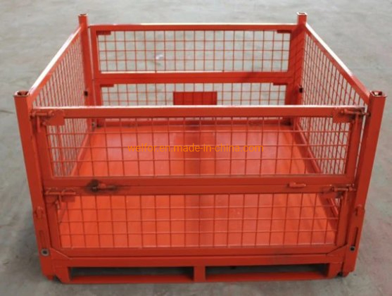 Steel Mesh Container Rolling Storage Collapsible Cage Container Foldable Racking