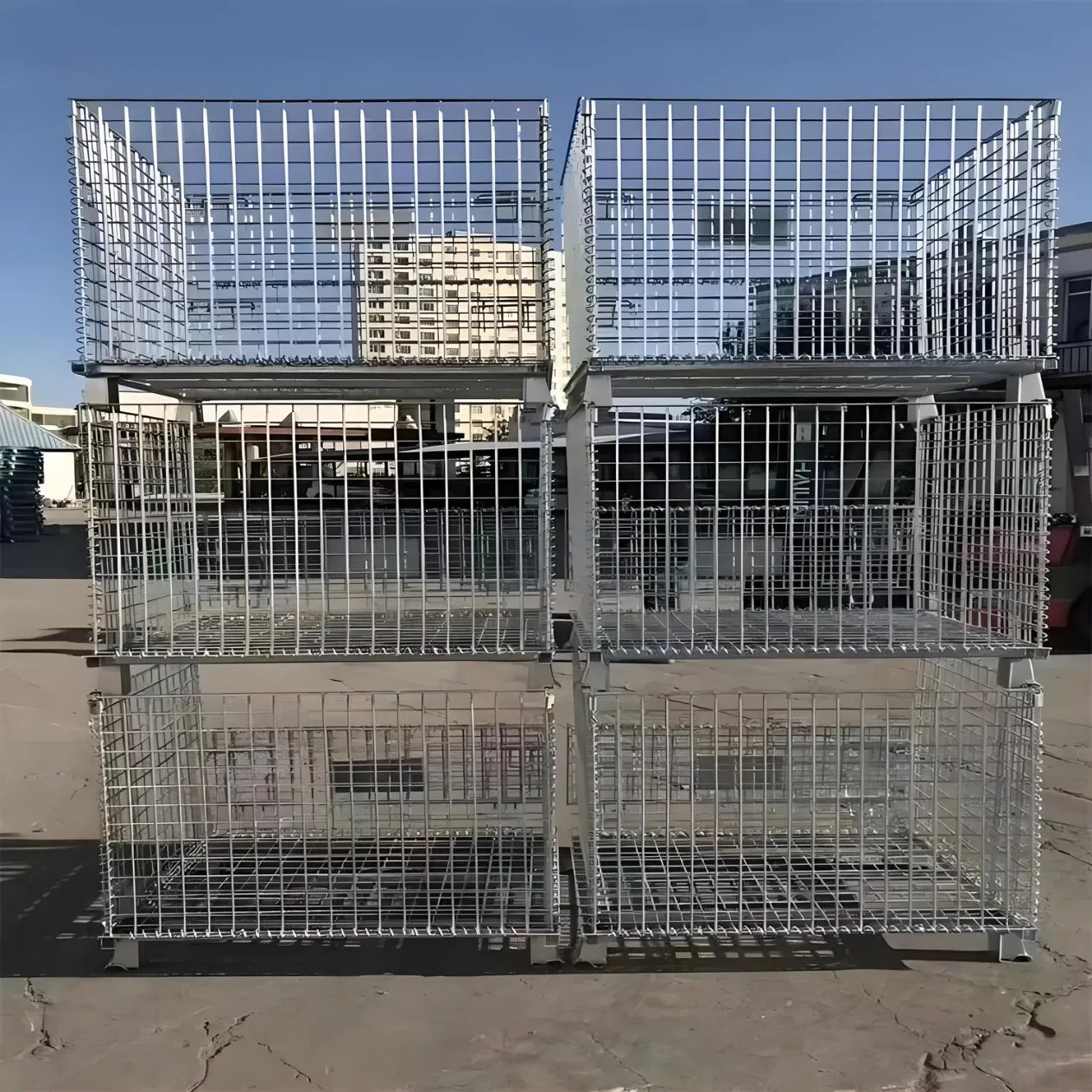 Powder Coated Storage Cage Warehouse Foldable Wire Cage Steel Storage Wire Mesh Container