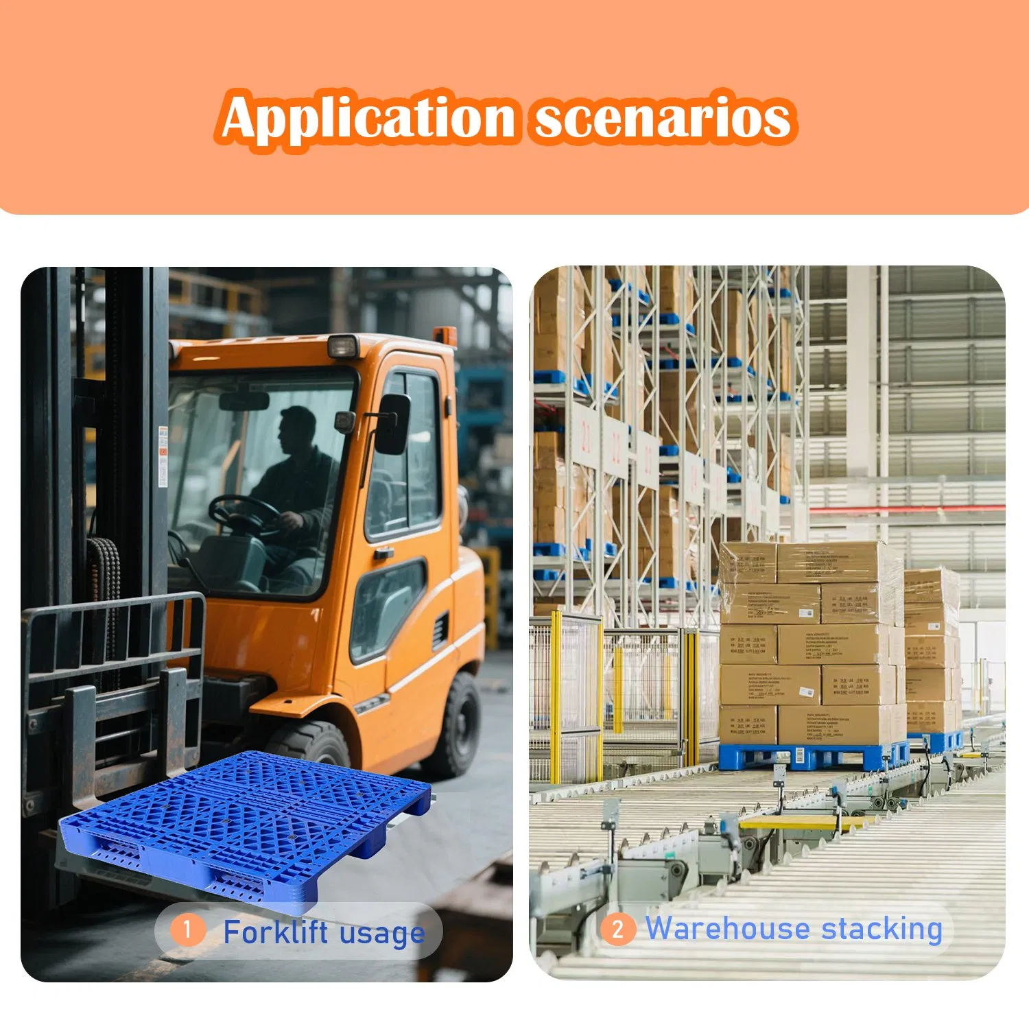 Huading Industrial Euro Pallets 1200*1000*150mm 3-Runner Heavy Duty Single-Faced PP Material 4-Way Entry Plastic Pallet