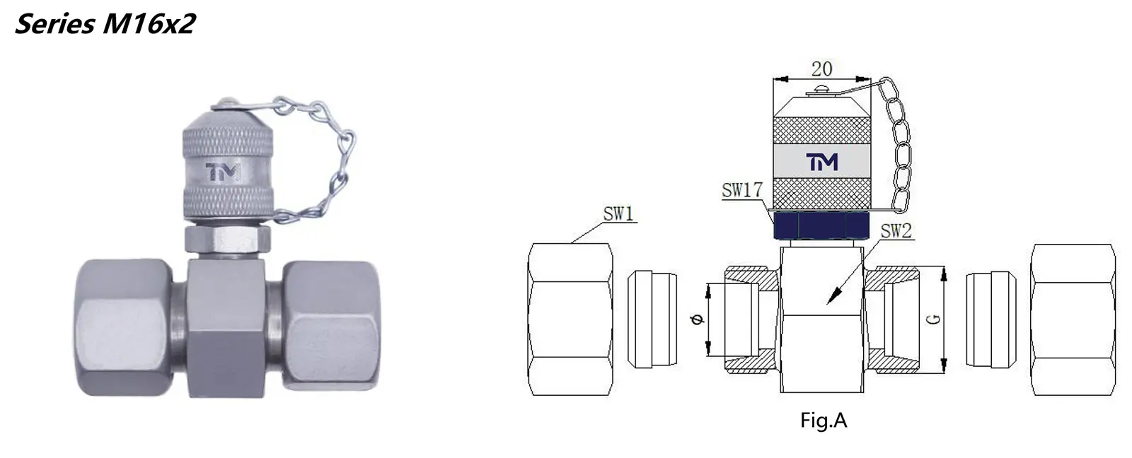 Pressure test coupling with tee connection