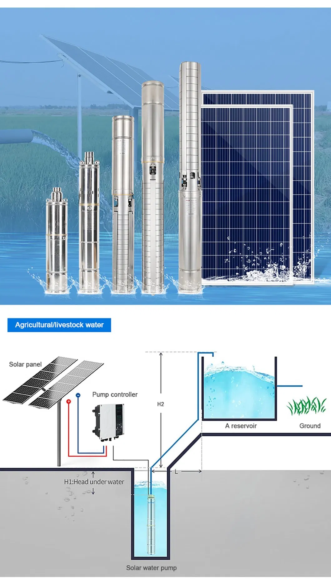 Sistema de bombeo de agua solar confiable para necesidades de riego