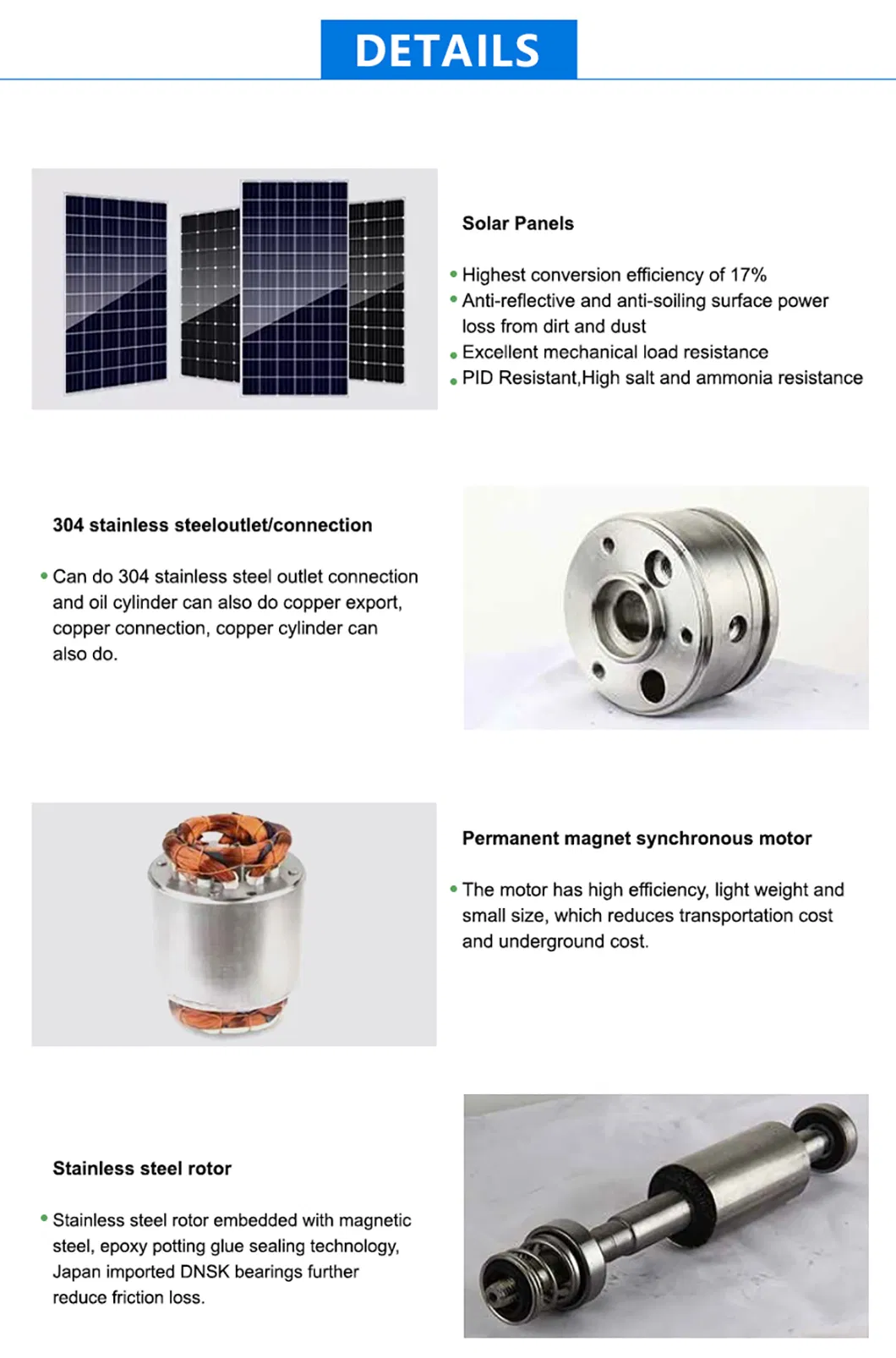 Sistema de bombeo de agua solar confiable para necesidades de riego