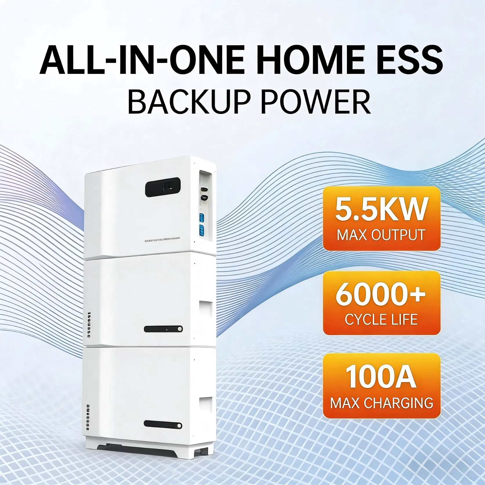 Sistema de Energía Solar Fuera de la Red 51.2V LiFePO4 Batería 5.5kw Inversor Híbrido para Uso en el Hogar y Respaldo de Emergencia