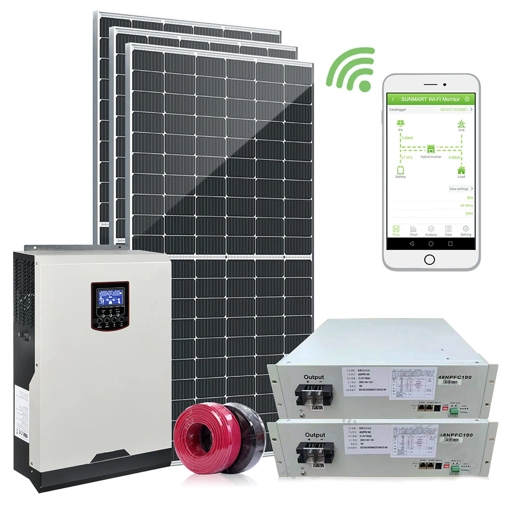 Sistema solar de energía de red con encendido/apagado de 20 kW, 30 kW, 40 kW, 50 kW y 100 kW para uso residencial, comercial y agrícola