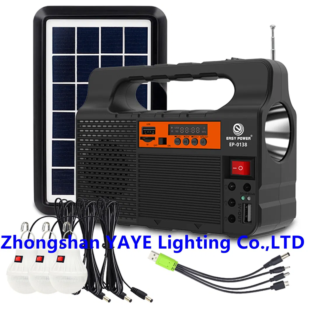 Sistema solar de emergencia con puerto USB y radio FM