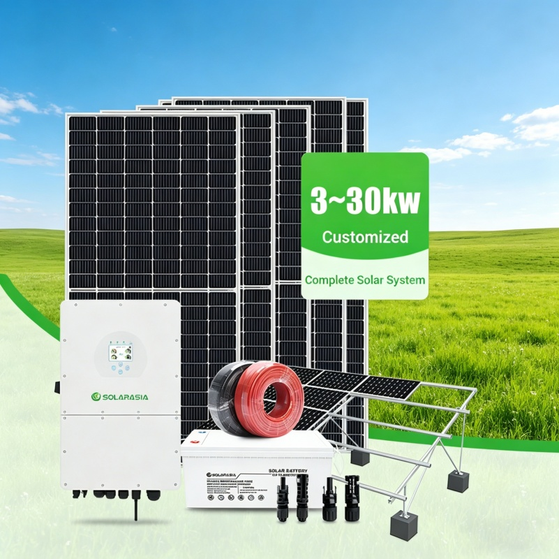 Sistema Solar 3kw 5kw 10kw 15kw 20kw 25kw 30kw Sistema de Energía Solar Completo Residencial Fuera de la Red Kit Completo de Energía para el Hogar