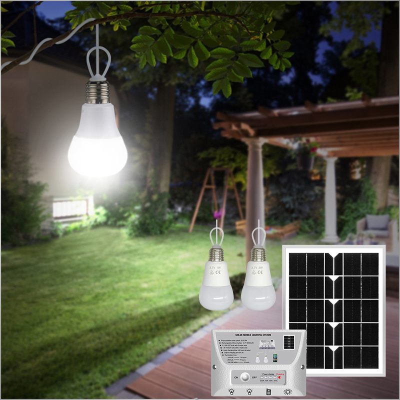Sistema de Iluminación LED Solar para Camping, Bombilla Portátil, Generación de Energía Exterior, Emergencia