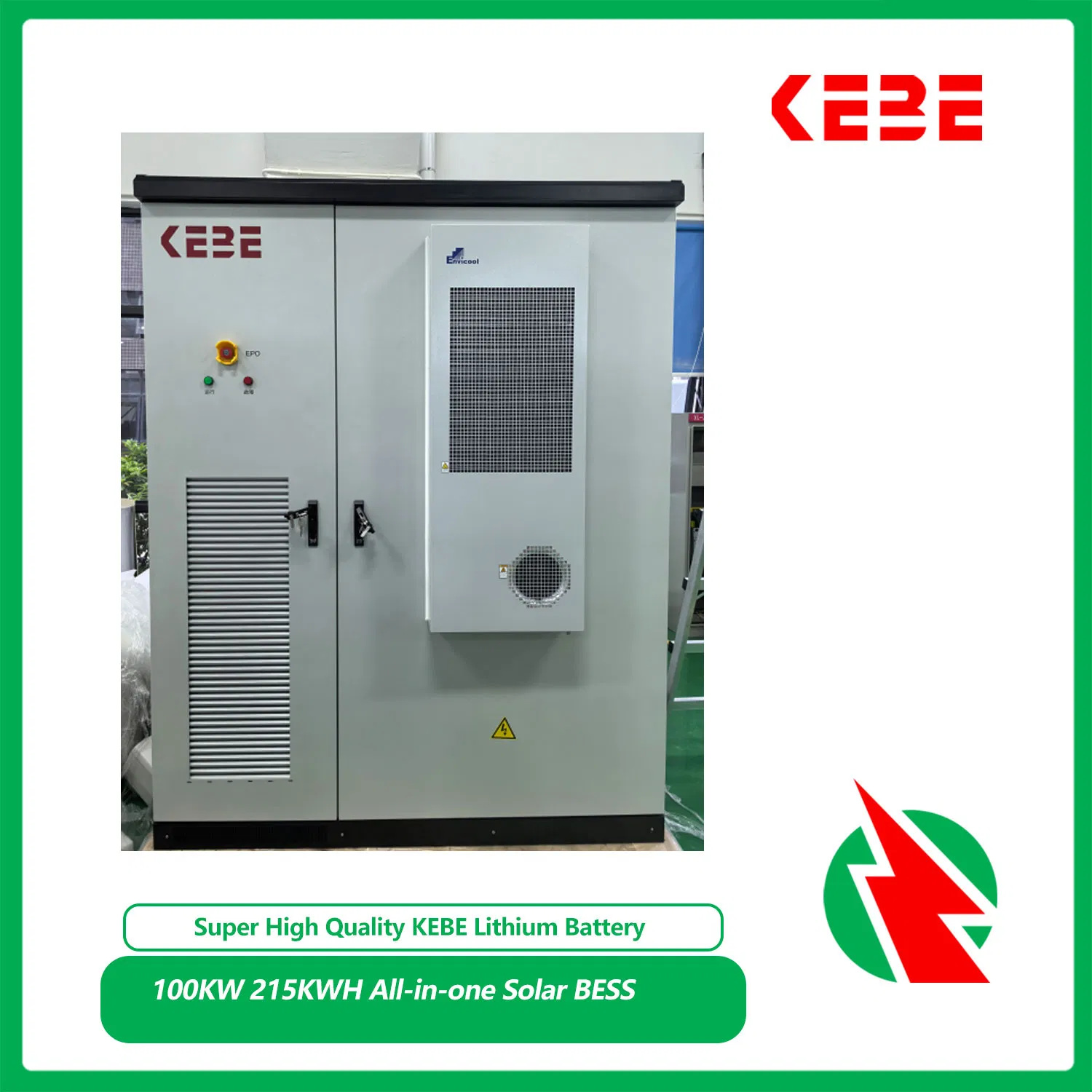 100kw 215kwh Sistema de Almacenamiento de Energía Todo en Uno para Microred Solar Comercial con Inversor Híbrido y HVAC, Sistema de Energía Plug and Play