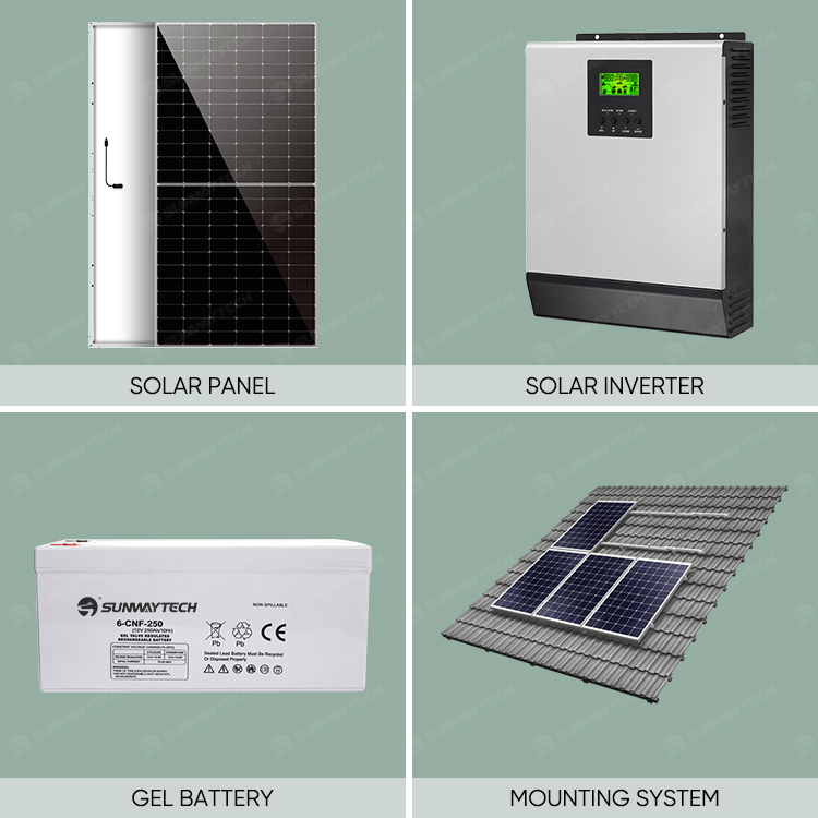 Kit de energía solar portátil para iluminación en casa fuera de la red renovable 3kw inverter