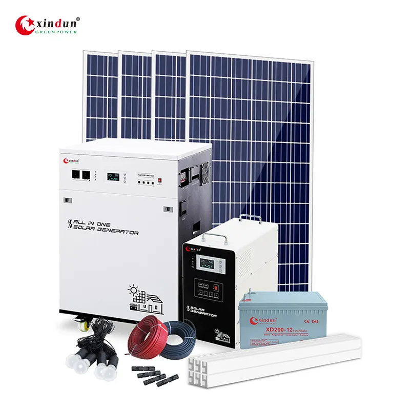 Sistema de energía solar portátil fotovoltaico completo y económico fuera de la red 3000W 5kw 5000W 1000W 600W con panel solar, precio para hogar, casa, RV con batería e inversor
