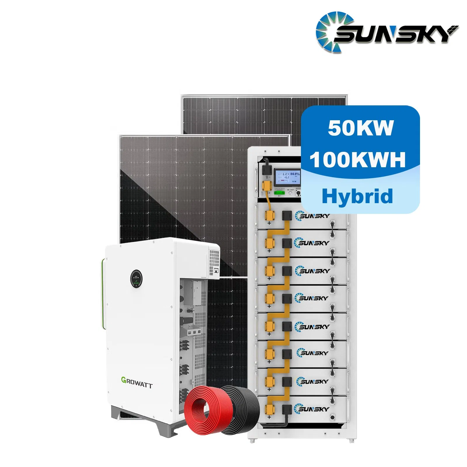 80kw 90kw 100kw sistema solar fuera de la red de alta eficiencia 50kw 60kw sistema de almacenamiento de energía con Ifepo4 batería para uso industrial