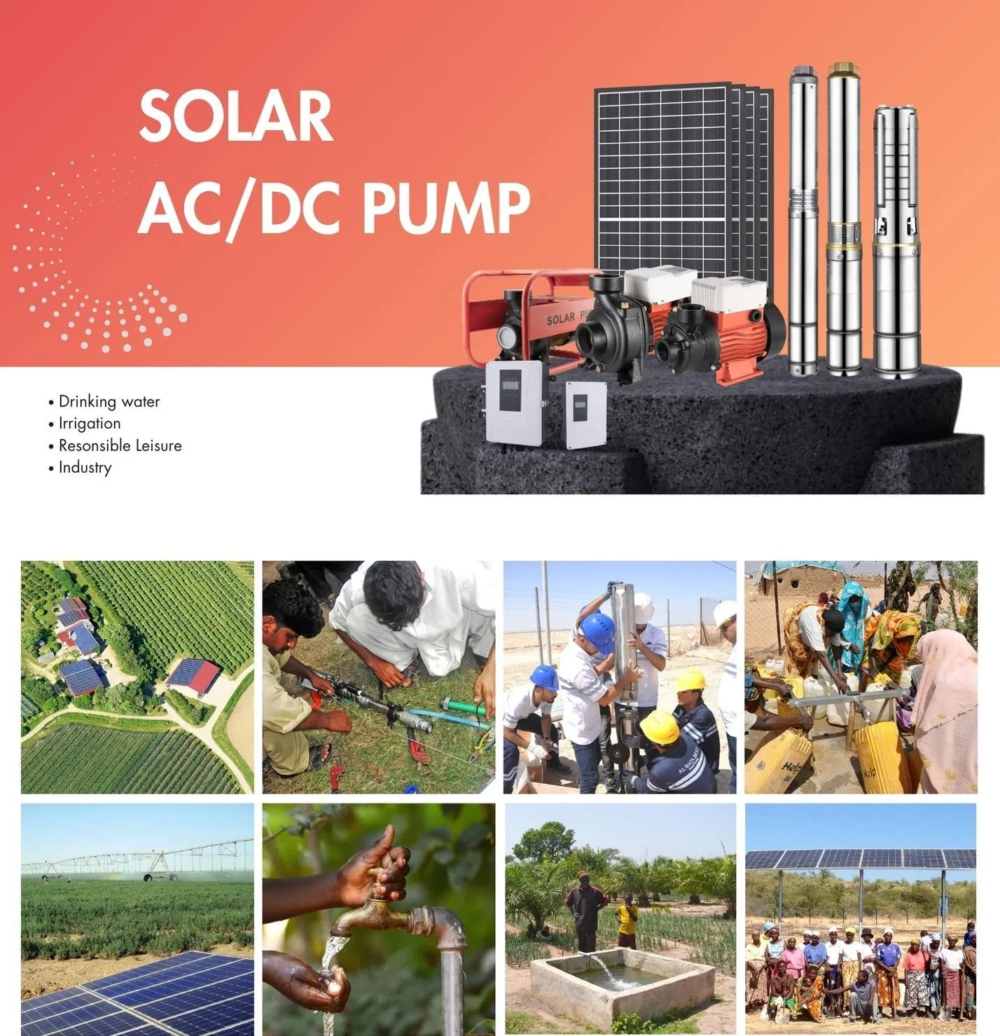 Sistema de bombeo de agua solar automático con alta elevación para agricultura