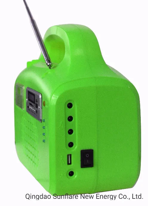 Sistema de Iluminación Portátil de Energía Solar FM Radio/MP3/Supporting Ventilador 10W para Áreas Remotas