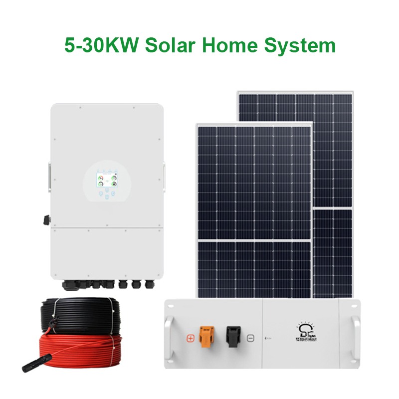 5kw 8kw 10kw 15kw 20kw 30kw 40kw sistema de iluminación solar portátil fuera de la red con panel de energía y batería de litio