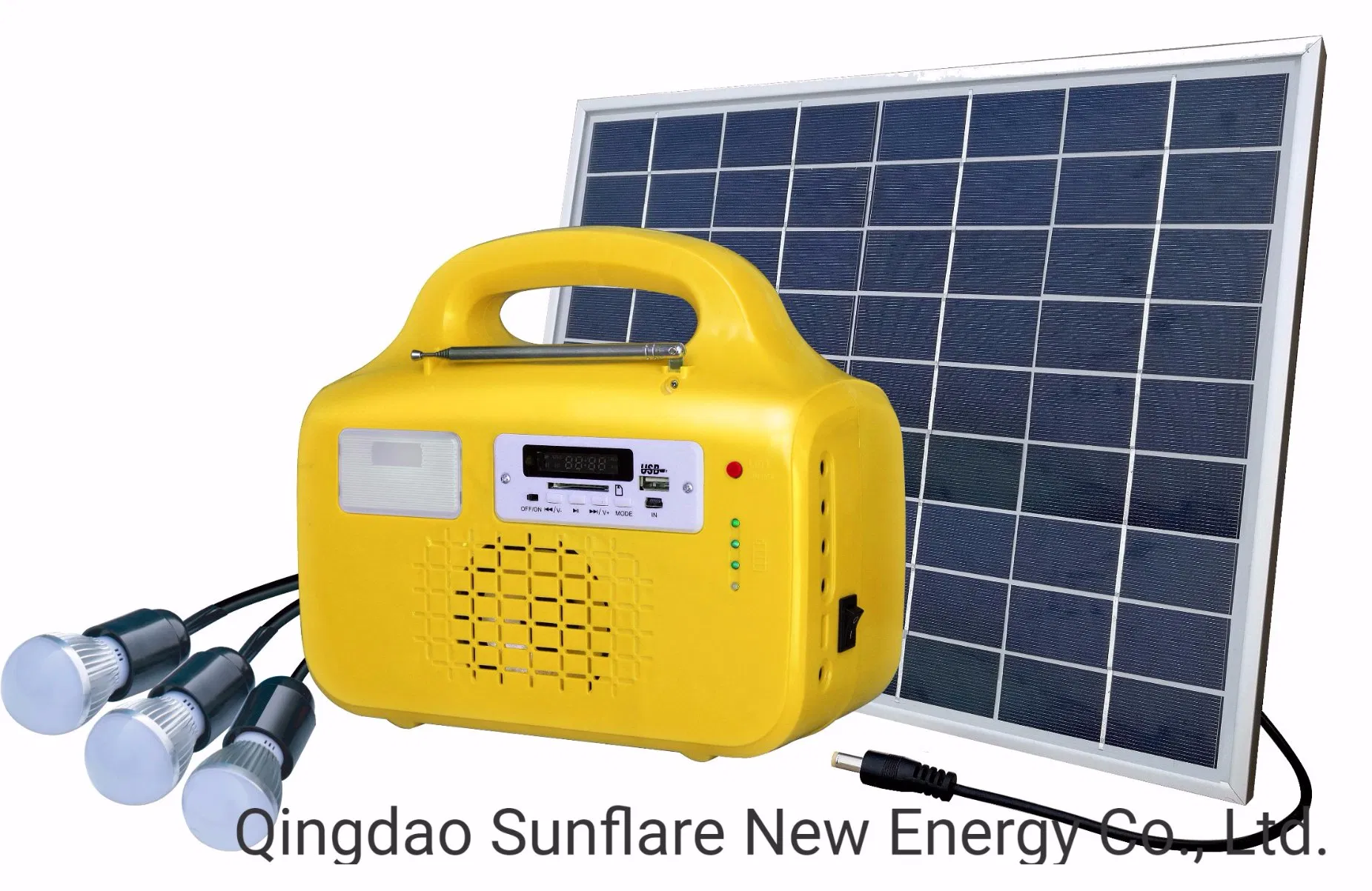 Sistema de Iluminación Portátil de Energía Solar FM Radio/MP3/Supporting Ventilador 10W para Áreas Remotas