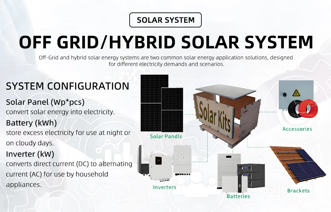 Kit completo híbrido solar industrial todo en uno para uso doméstico fotovoltaico off-grid con refrigeración por aire, ecológico