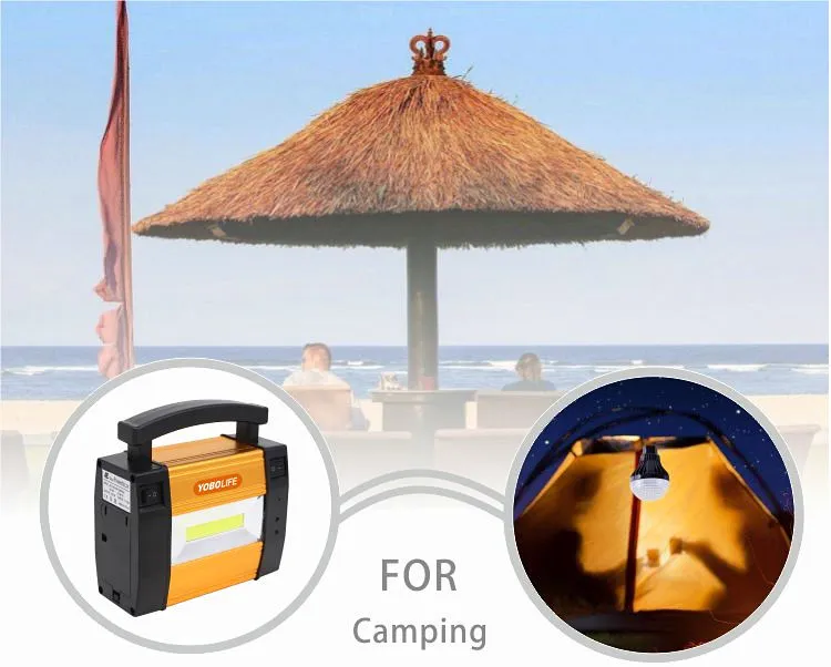 Kit de iluminación de emergencia solar portátil LED para el hogar pequeño, sistema multifuncional