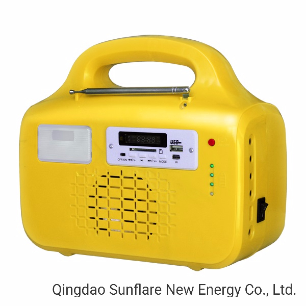 Sistema de Iluminación Portátil de Energía Solar FM Radio/MP3/Supporting Ventilador 10W para Áreas Remotas