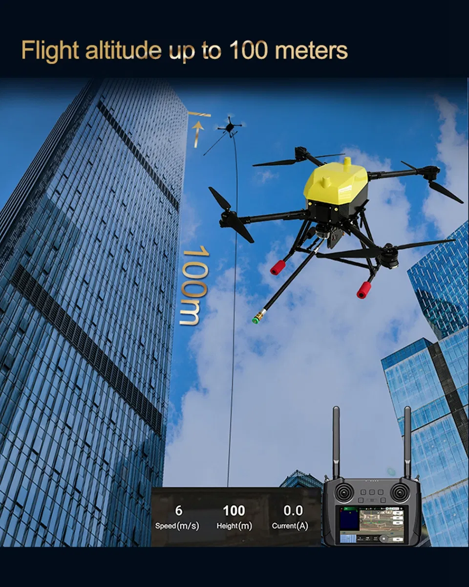 Dron de limpieza robusto y estable con sistema de doble tanque para agua y solución de limpieza