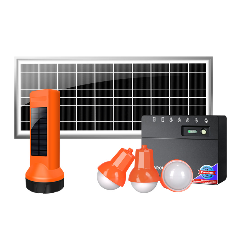 Sistema de Iluminación Solar Portátil Certificado Verasol con Linterna de Radio y 4 Bombillas para Acampar y Energía de Emergencia (SC-810)
