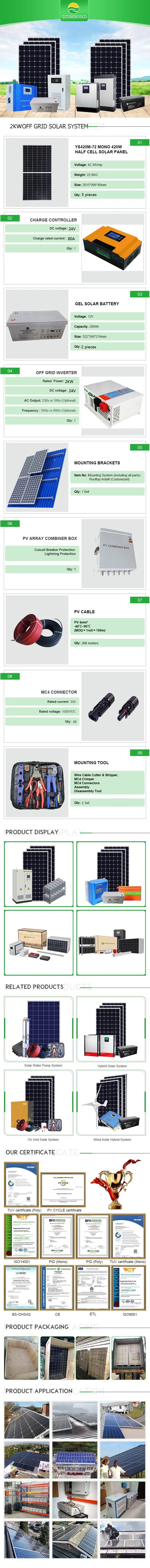 Kit solar pequeño fuera de la red doméstica 2000W