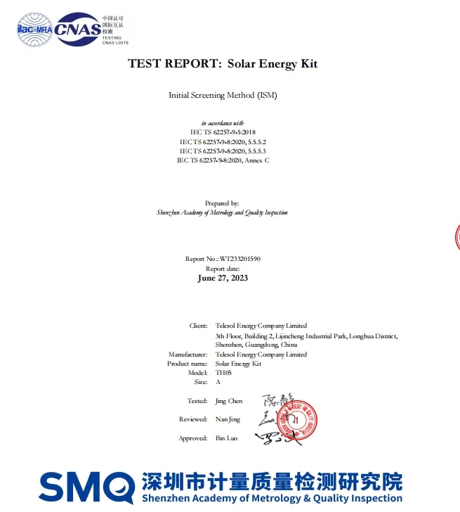 IEC Quality Standards Certificate