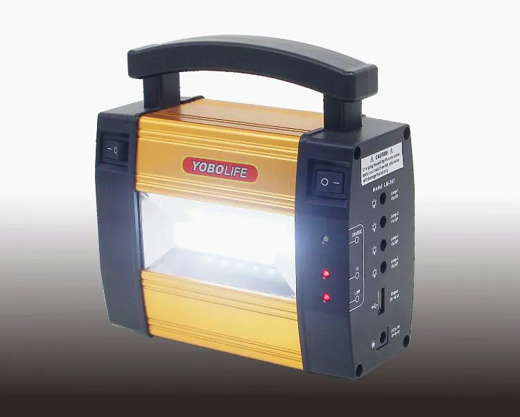 Kit de iluminación de emergencia solar portátil LED para el hogar pequeño, sistema multifuncional