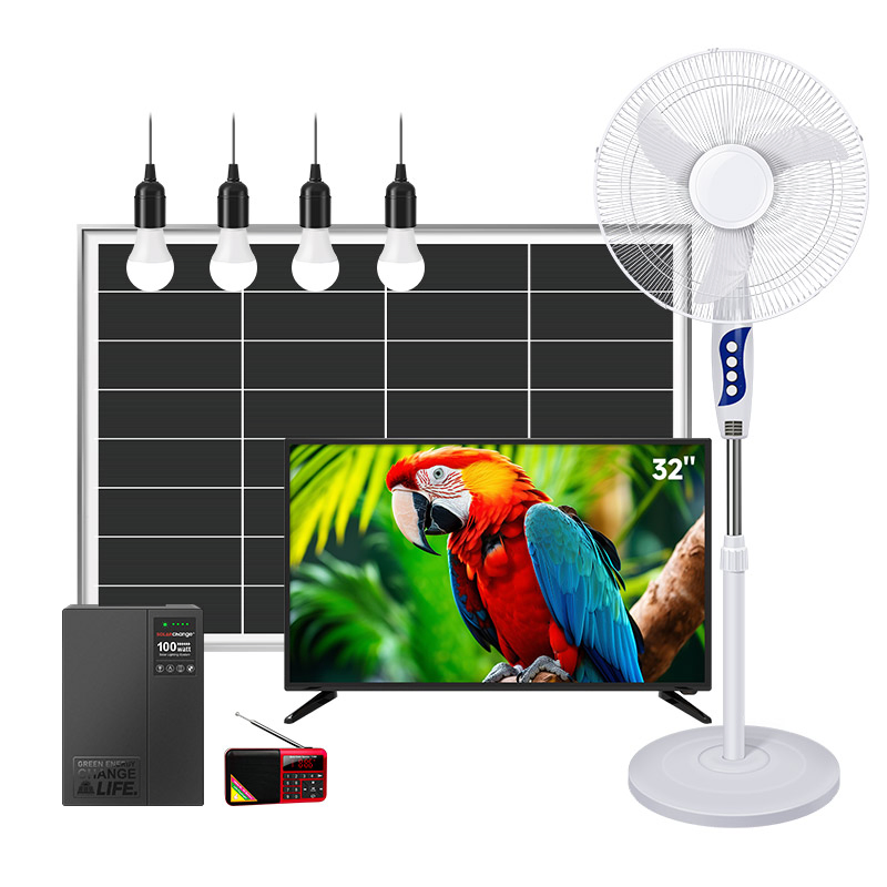 Sistema Solar para Hogar Certificado por Ngo/Undp Verasol 30W 50W 80W 100W 150W 180W con 16inch Ventilador, 32inch Televisor y Radio RM para Kit Solar Portátil para Hogar
