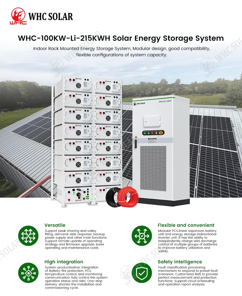 Sistema de energía solar off-grid de 100KW, contenedor de almacenamiento de energía solar de 215Kwh para uso industrial