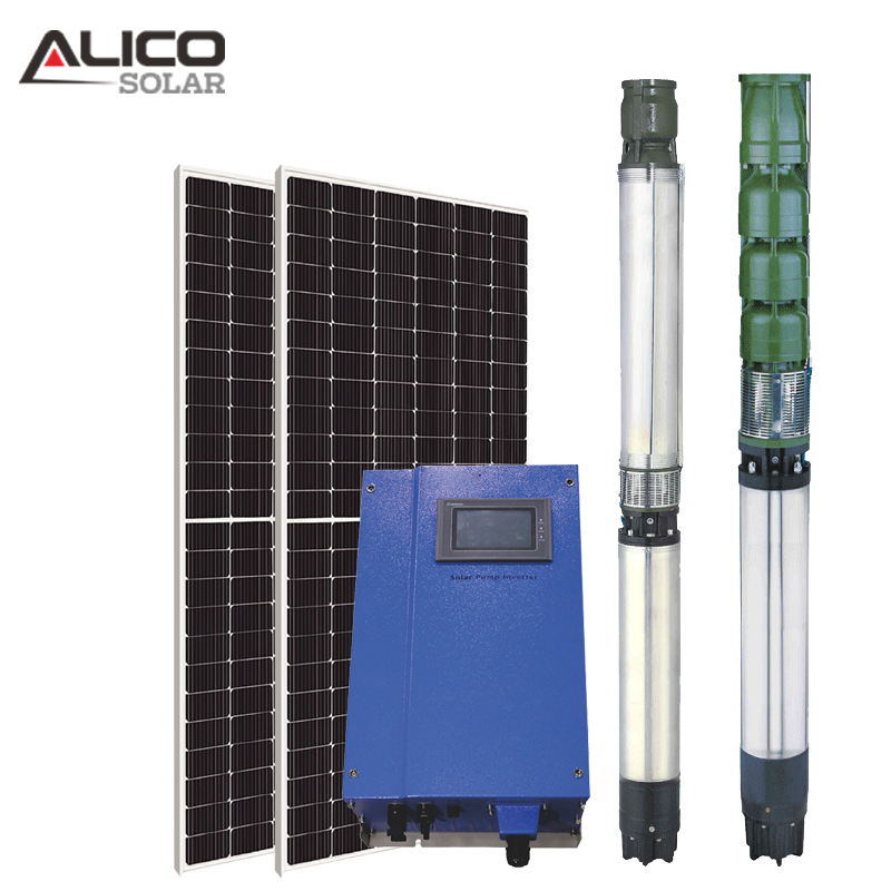 Sistema de bombeo sumergible de corriente continua/alternada para pozo profundo, superficie para riego, conjunto de bomba de agua solar ODM