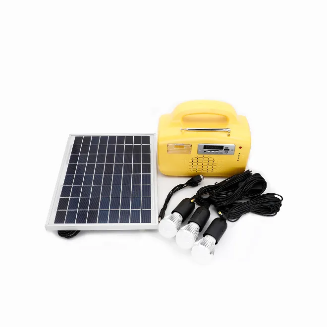 Sistema de Iluminación Portátil de Energía Solar FM Radio/MP3/Supporting Ventilador 10W para Áreas Remotas