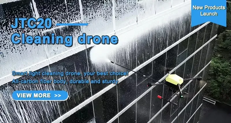 Dron de limpieza robusto y estable con sistema de doble tanque para agua y solución de limpieza