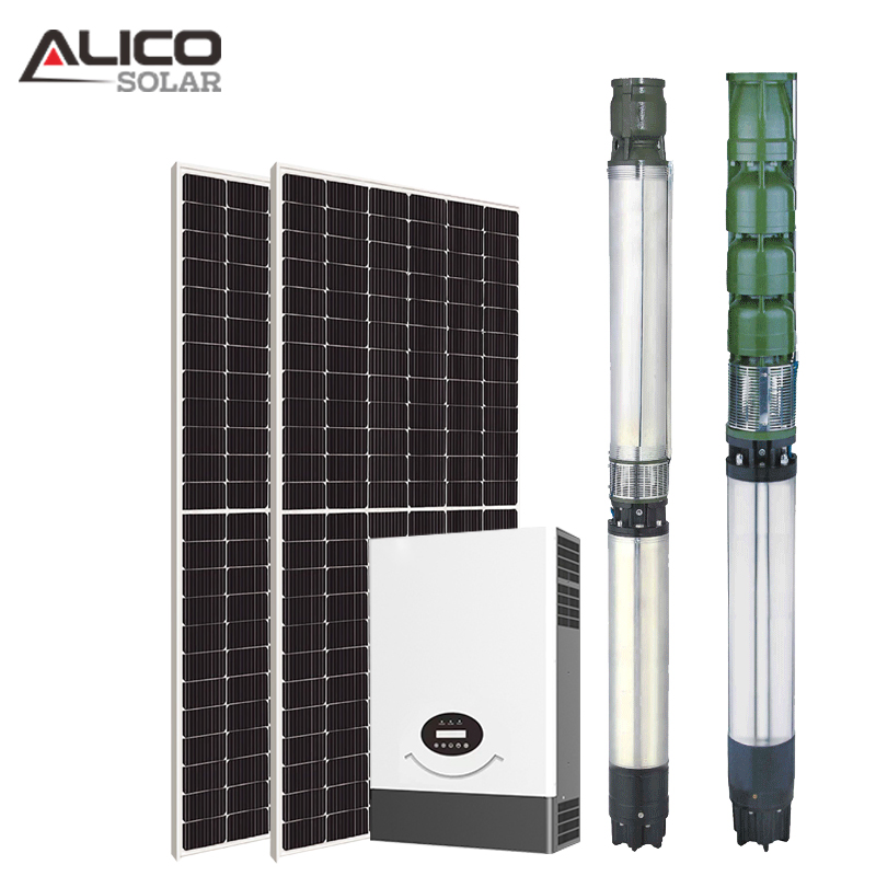 Sistema de bombeo sumergible de corriente continua/alternada para pozo profundo, superficie para riego, conjunto de bomba de agua solar ODM