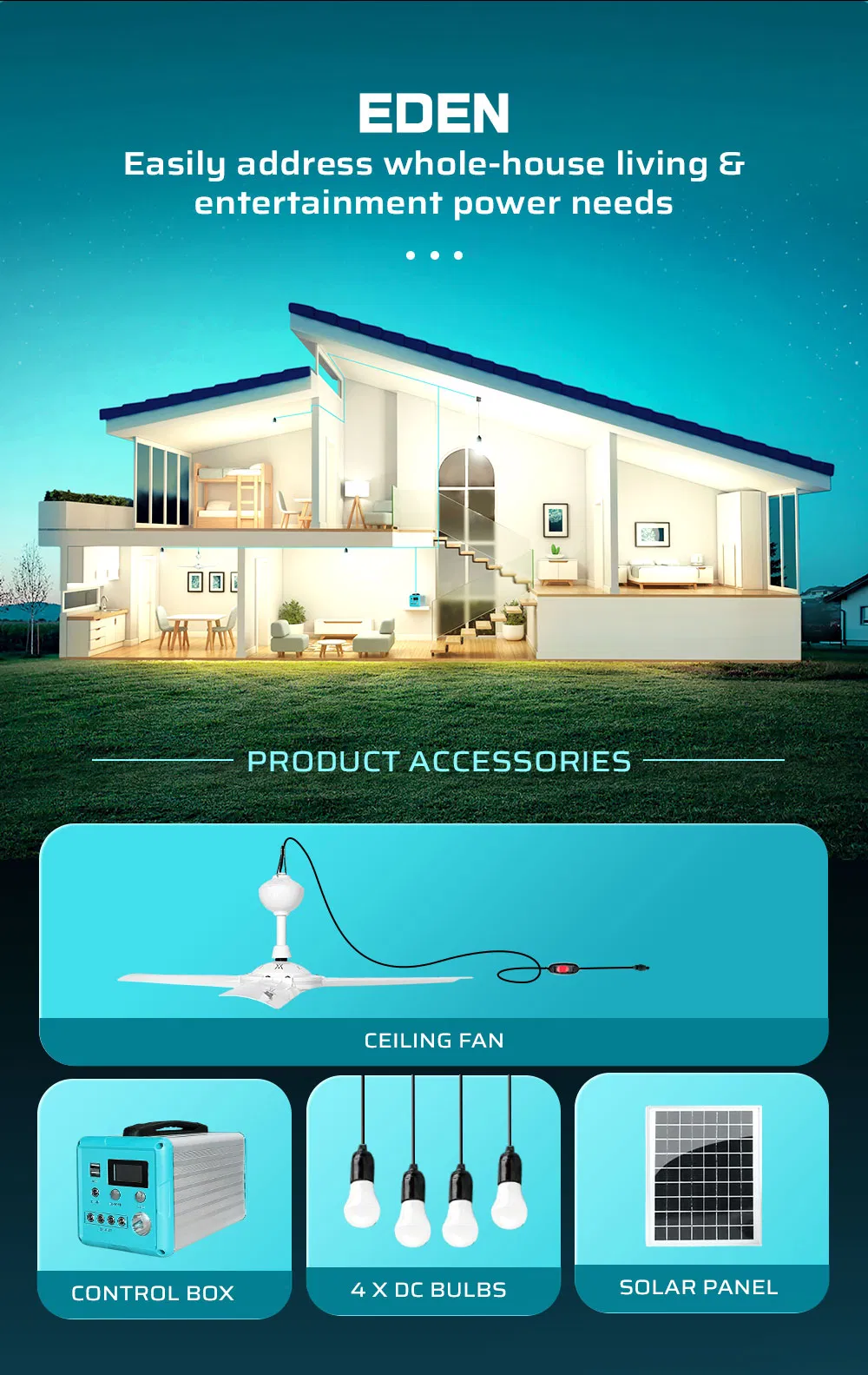Sistemas de energía solar para hogares completos para televisores solares, ventiladores, refrigeradores, congeladores