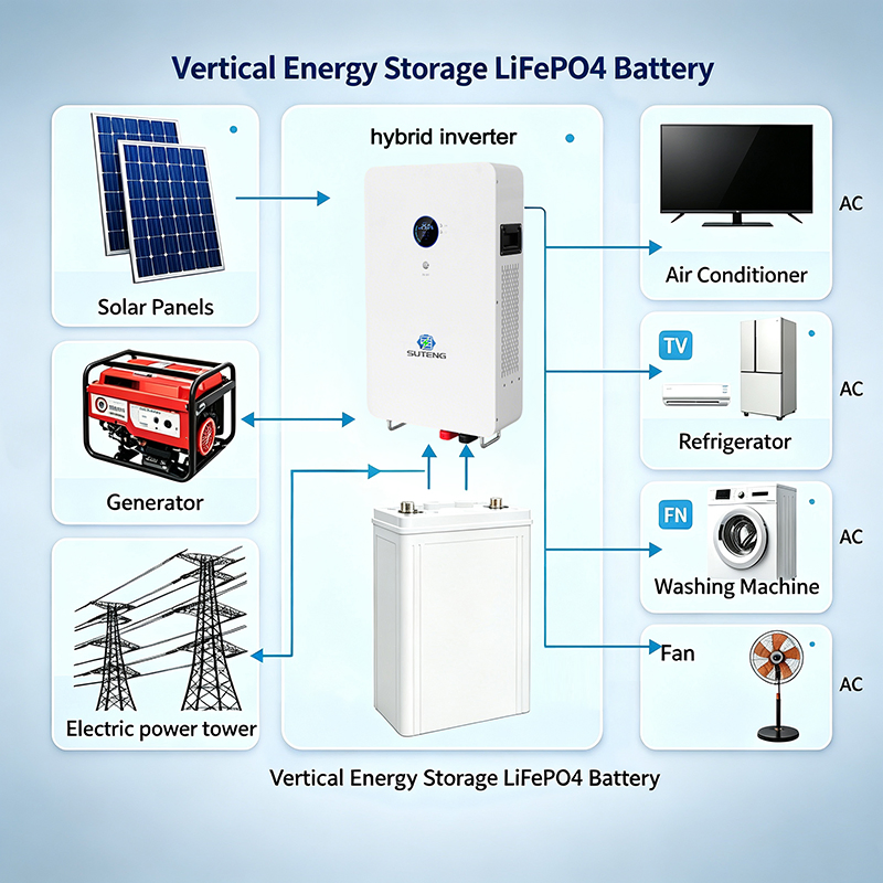 Wall Mounted Powerwall Battery System for Home Solar Backup and Energy Independence