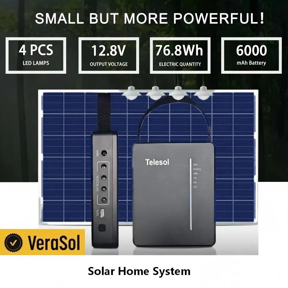 Sistema de Luz Solar Portátil para el Hogar con 4 Bombillas para Áreas Fuera de la Red